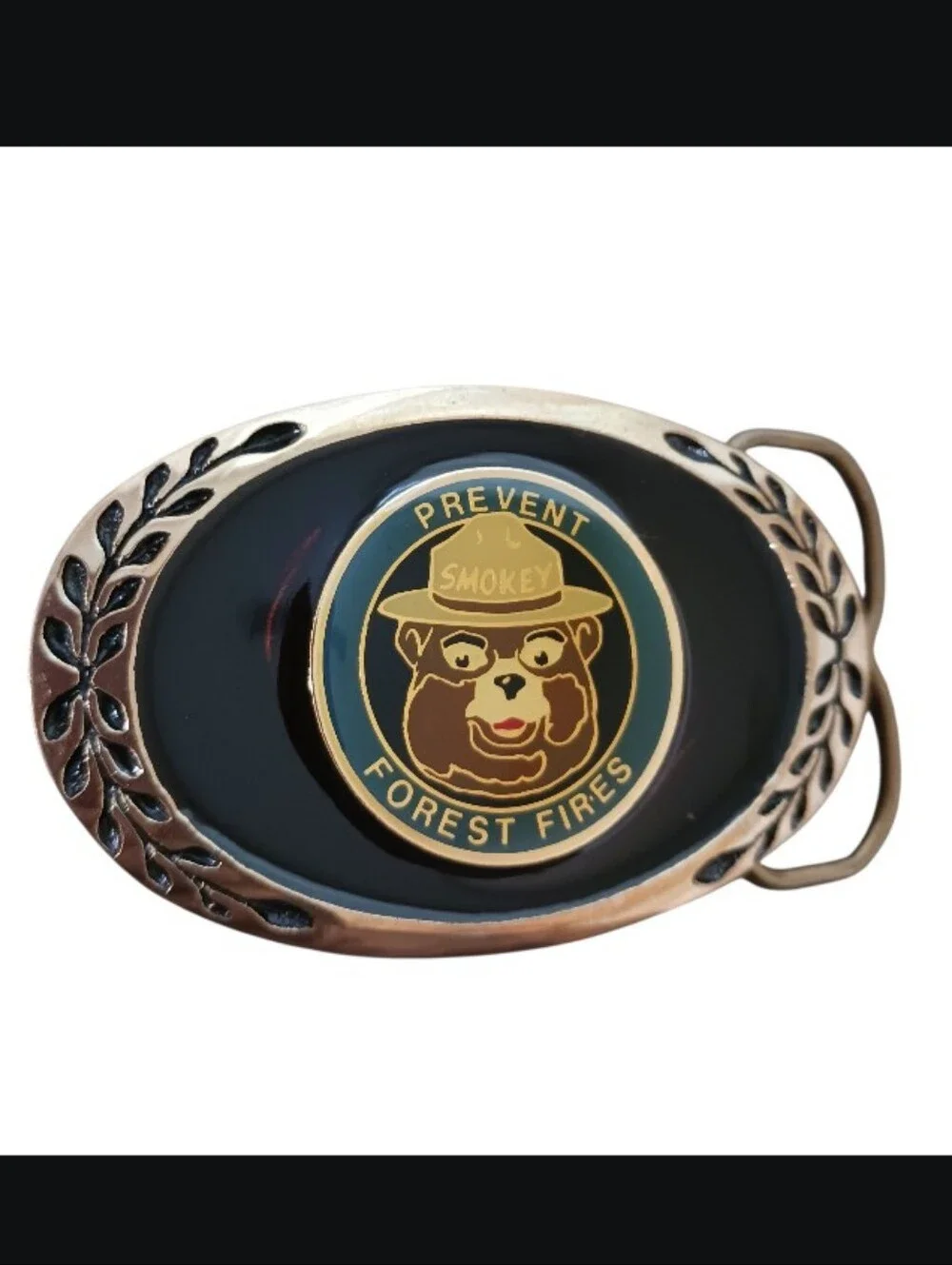 VTG Smokey Bear Prevent Forest Fires Enamel Solid Brass Belt Buckle
